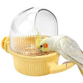 Litewoo No Mess Bird Feeder for Cage Parrot Seed Food Water Bowl (Yellow) | No mess, with dispenser, multifunctional, large capacity, for parrot/quaker/lory/conure/cockatiel/senegal parrot/caique - color: Yellow