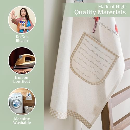 Maison d' Hermine Aprons for women with Pocket 100% Cotton (27.50"x31.50") | Adjustable Neck Strap & long ties Apron Men Chef Wedding Cooking Gardening Server Maid - color: 031 - Birdies on Wire