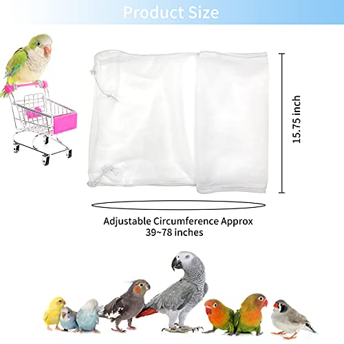 Daoeny Universal Bird Cage Cover, Adjustable Parrot Nylon Airy Soft Mesh Net, Seed Feather Catcher, Birdcage Cover Skirt Sheer Guard for Parakeet Macaw Round Square Cages (White) - color: White