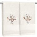 SmoothNovelty 2 Pcs Boho Flower Hand Towels for Bathroom Decor 14x29 Inch | Embroidered Wildflowers Bathroom Hand Towels, 100% Cotton, Soft Absorbent, Beige Boho Bathroom Kitchen Decor - style: Bohemian