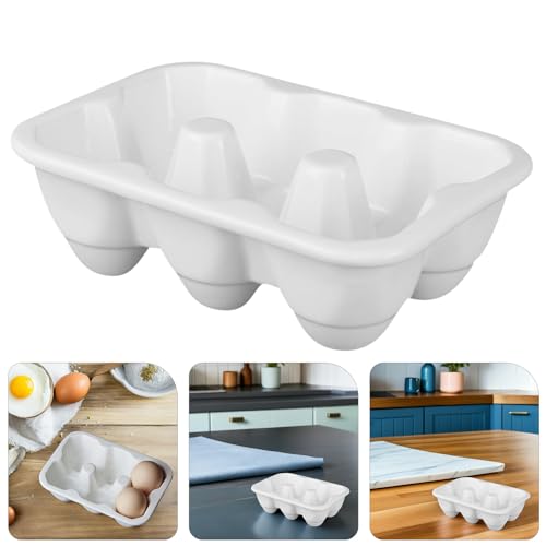 Cabilock Ceramic Egg Tray 6-Compartment Porcelain Egg Holder for Fridge Kitchen Storage and Cooking Organization 6.49X4.33X1.96In