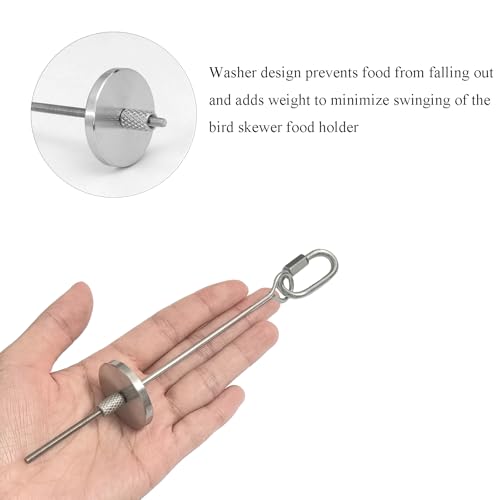 2pcs Hanging Bird Treat Skewer Parrot Fruit Feeder, 5.9 Inch Stainless Steel Bird Food Holder Parrot Fruit Food Skewer with Washer Nut Parakeet Treat Holder Feeder for Parrot Budgie Conure, LXLVOUEG - size: Screw-5.9inches-2P