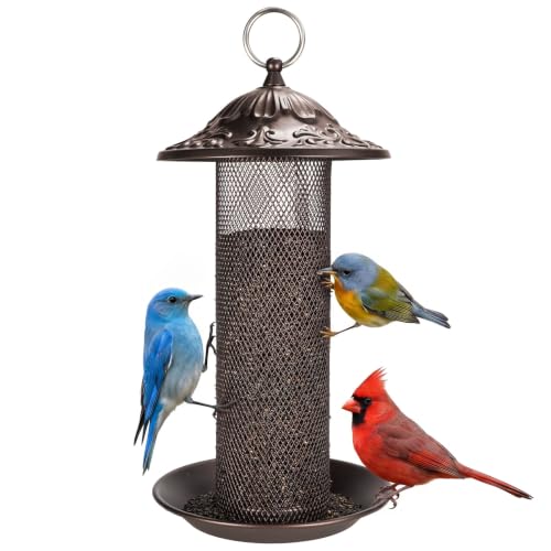 Nyjer/Thistle Seeds Wild Bird Feeder,Metal Material,Easy to Clean | Easy-Refill Top, Rust Resistant, Long Lasting,Squirrel-Proof,Save Bird Seed,360 Degree Perch - size: 1Pack