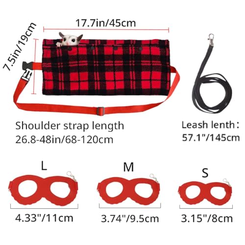 MANON ROSA Sugar Glider Pouch & Harness Set, Bonding Sling for Travel, Red | Designed For Sugar Gliders, Secure Bonding Pouch For Bonding, Escape-Proof Harness, Breathable Fabric, Adjustable Shoulder St - color: 02 Red Set