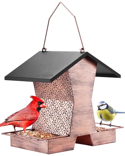 HouseSapp Bird Feeders for Outdoors Hanging - 2.4 LBs Metal Bird Feeder, House Shape Birdfeeders Attracting Wild Birds for Outside, Yard, Garden Decoration, Heavy Duty Platform