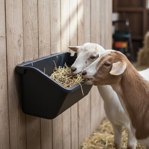 10-Pack 5 Qt Hanging Goat Feeders and Mineral Troughs for Fences | Thick plastic with mounting clips, zip ties and screws; for grain, grit and minerals; suitable for sheep, ducks and chickens - color: 10 Packs