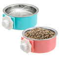 Mechpia 2 Pieces Crate Dog Bowl, Removable Stainless Steel Pet Kennel Hanging Food Water Feeder Bowl Cage Coop Cup for Puppy Medium Dog Cat Rabbit Ferret Bird (Blue,Red) - size: Blue,Red