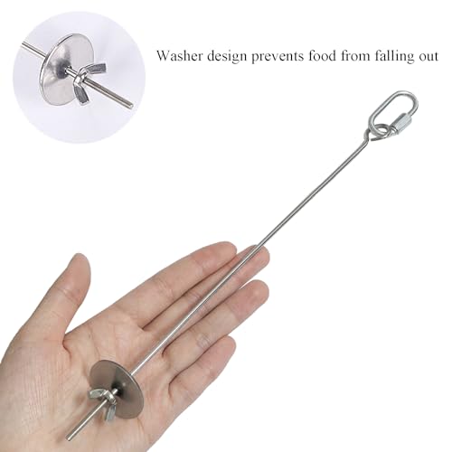 2pcs Hanging Bird Treat Skewer Parrot Fruit Feeder with Washer, 11 Inch Stainless Steel Bird Food Holder Parrot Fruit Food Skewer Parakeet Treat Feeder for Parakeet Conure, LXLVOUEG - size: Nut-11inches-2P