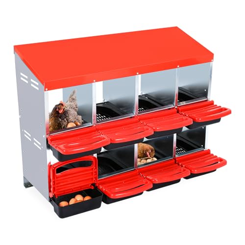 Chicken Nesting Box, 8 Compartment Roll Away Eggs Laying Boxes, Hen Nest Boxes, Cleanable Pull Out Hen Roosting Boxes - size: 8 Compartments