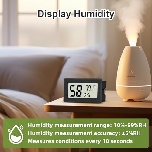 Humidity Meter Indoor Thermometer 6-Pack Mini Digital Thermometer Hygrometer Indoor Temperature Humidity Meters Gauge LCD Display Fahrenheit (℉) for Greenhouse, Reptile Tank, Cellar, Closet