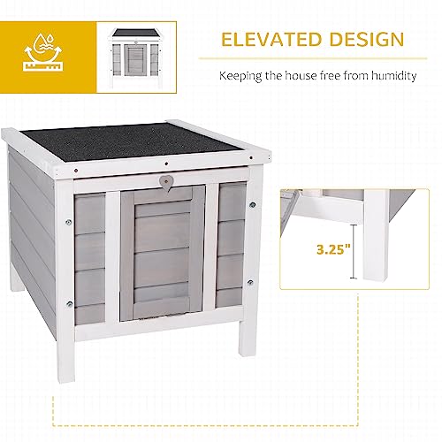 PawHut Small Wooden Rabbit Hutch Bunny Cage Guinea Pig Cage Duck House Dog House with Openable & Waterproof Roof, for Rabbits, Chickens, Ducks, Gray | Bunny Cage, Guinea Pig Cage, Duck House, Dog House, for Rabbits Chickens Ducks - color: Grey