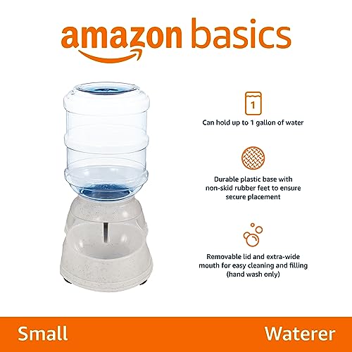 Amazon Basics Gravity Pet Water Dispenser for Cat and Dog, Easy to Clean, 135.3fl.oz Capacity, Small (Pack of 4) - size: Small (Pack of 4), style: Waterer