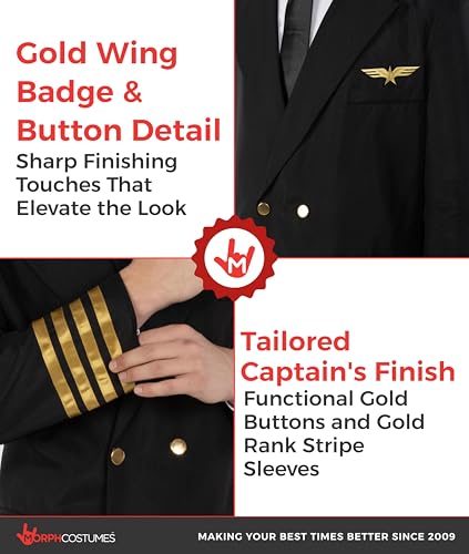 Morph Pilot Costume Men, Mens Pilot Costume, Airplane Outfit, Flight Suit Mens, Plane Costumes, Halloween Costumes for Men - size: XX-Large