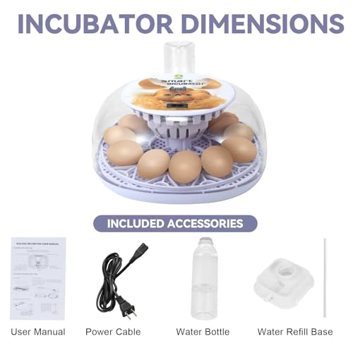 Series I - 12 Egg Incubator for Beginners, Auto Egg Turn, Steady Self-Regulating Humidity & Consistent Temperature Control for Hatching Chicken, Goose, Duck, Quail, Pigeon, and Turkeys - size: 12-Egg White