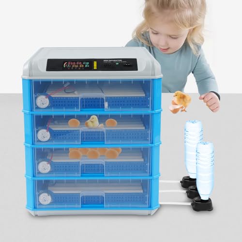 Egg Incubator 200-240 Digital Poultry Hatcher Machine 110V 80W Automatic Egg Incubator with Automatic Egg Turning & Temperature Control, Incubator for Chicken Duck Goose Quail Bird Hatching