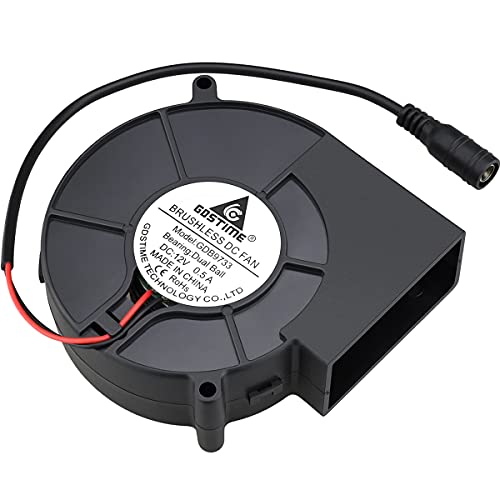 GDSTIME 97mm x 33mm 12V DC Blower w/Speed Controller 110V 120V AC Powered | Dual Ball Bearing, Small Brushless, Squirrel Cage, Centrifugal Fan, for DIY Cooling Ventilation Exhaust Projects - 9733 - size: 97x33mm