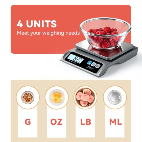 BOMATA 0.1g High Precision Digital Kitchen Food Scale, 13lb Gram Scale | Removable Pan, Stainless Steel Pan, Backlit LCD Display, Digital Scale for Cooking, Baking B621 Grey - color: Grey Non-rechargeable