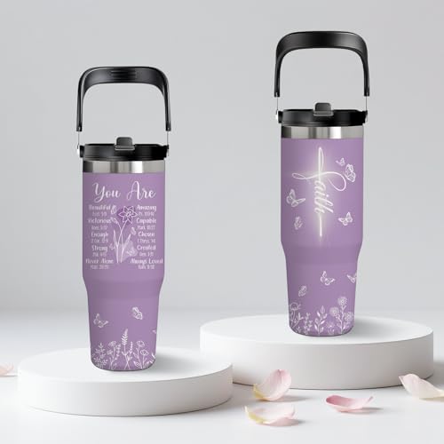 30oz Christian Tumbler with Handle - Stainless Steel Insulated Travel Mug with Bible Verse, Inspirational Gift for Women, Mom, Daughter - Jesus Scripture Cup for Christmas, Birthday, Mother's Day - color: Christ2