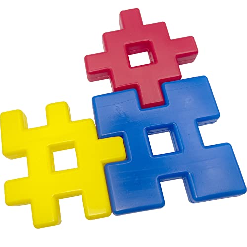 by M&M 1012 Pk3 Large Block Connectors - Brightly Colored Connecting Large Smooth Plastic Bird Foot Toys, Interesting Chunky Shapes, Versatile in Uses, Assorted Shapes and Colors