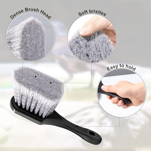 2 Pcs Brush for Bird Baths, Hard Bristle Brush Gray Stiff Bristle Cleaning Brush Bird Bath Cleaner with Hook Plastic Handle for Bird Feeder Bath Feeders