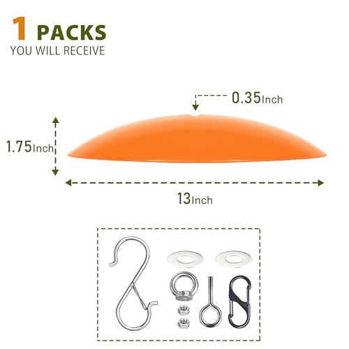 13" Bird Feeder Rain Guard, Hummingbird Feeder Shade Dome Cover, Hanging Baffle for Bird Feeder Pole,Smart Birds Feeder's Umbrella(Translucent Orange), 1 Pack - color: Translucent Orange, size: 13Inch / 1 Pack