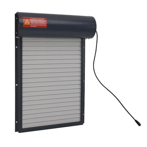Chicken Doors Grey Solar Powered Time Control Programmable Automatic Chicken Coop Door with LED Display Controller for Farm Poultry Protection Iron Material 37x25cm