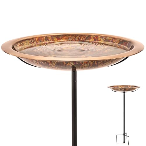 Good Directions Fired Copper Bird Bath on Garden Pole 18" - style: Fired