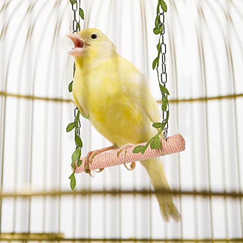 La La Pet® Hanging Wooden Pet Bird Swing with Cotton Rope Bird Cage Swing Bird Perch Swing Bird Cage Perch Bird Perch Stand Bird Swing Toy for Parrots Parakeets Cockatiels Lovebirds Peach Red - color: Peach Red