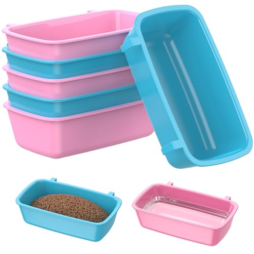 Pawfly Hanging Feeder, Food and Water Container, 6 Pcs Plastic Keepers for Cages Rabbit, Feeding Dishes Coop Cups for Parrots Hamsters Guinea Pigs & Other Small Pets - size: 6 pcs