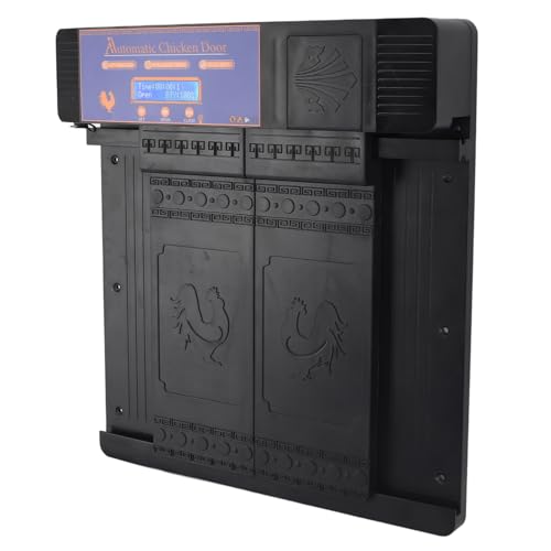 Automatic Chicken Coop Door Opener, Intelligent Double Open with Timer LED Display Solar Powered, with Anti Pinch Function, for Chickens Ducks Geese Poultry (Black) - color: Black
