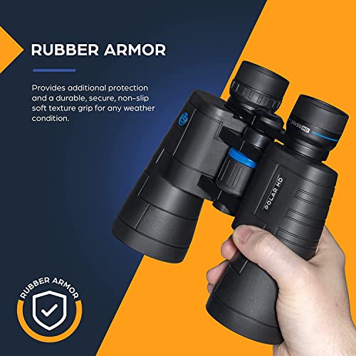 TSO Polar HD 10x50 Binoculars for Adults, Porro Prism, HD Glass, Rainproof, Long Eye Relief for Bird Watching & Wildlife Viewing