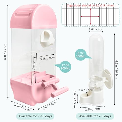 Tfwadmx No Mess Automatic Bird Feeder for Cage Transparent Food Container Parrot Water Dispenser Cage Accessories for Cockatiels, Finches, Budgies Canaries (Pink)