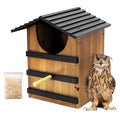 KOOPRO Screech Owl House for Outdoors, Weatherproof Large 14.5"x9.4"x7.8" | Barn Owl Nesting Box Wooden for Outside with Mounting Screws & Natural Shavings, Easy Assembly Required