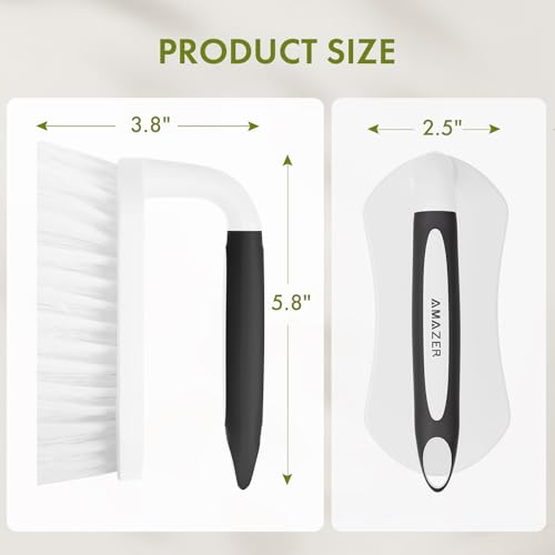 Scrub Brush for Cleaning Comfort Grip Shower Scrubber Stiff Bristles with Handle Heavy Duty Cleaner Brush for Tub Sink Carpet Floor - Pack of 2 (Black+Black) - color: Black+black