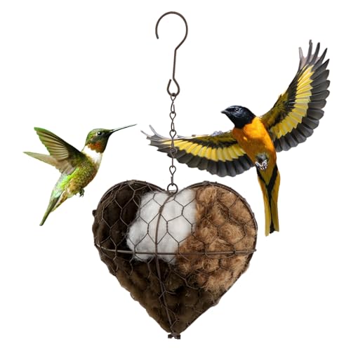 Alpaca Fiber Bird Nesting Heart, Refillable Bird Nesting Material Holder, Hummingbird Houses Nest Boxes for Outdoor Wild Birds Nestings