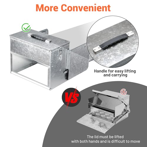 Yescom 26lbs Automatic Treadle Chicken Feeder Portable with Lock Rat Proof | Weatherproof Galvanized Steel Trough Poultry Farm Tank 12L for 6-12 Chicken 10 Days