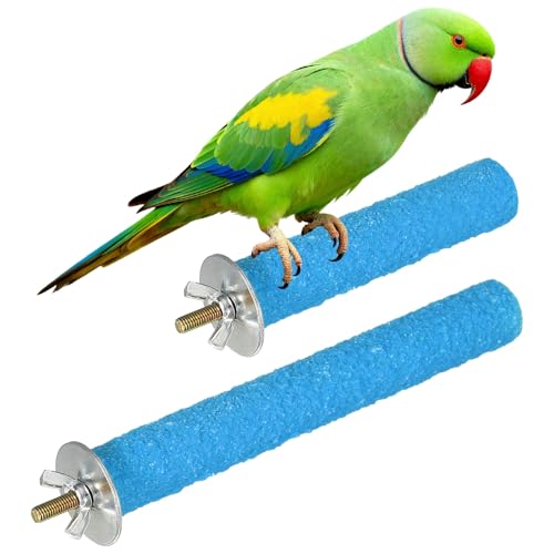 Bird Cage Perch, Colorful Parrot Grinding Claw Sticks, Platform Paw Stand Toy 4/6 Inch, (Wooden, Blue, 2Pcs), Intended for Small Medium Birds/Parrots/Finches/Lovebird - color: Blue, size: 4/6 Inch