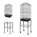 Multi-Level Rolling Bird Cage with Storage Shelf, 59.8" Metal Parrot Cage, 4 Access Doors, Removable Tray, Perches, Food Bowls, Detachable Stand for Various Birds