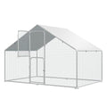 UDPATIO Large Metal Chicken Coop Walk in Run House Pen Galvanized Frame | Double Feed Door UV-Resistant Cover Outdoor Cage for Bird Duck Rabbit Hen 6-10 Silver M - size: 120.0"L x 72.0"W x 72.0"H