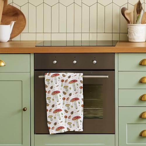 Mushroom Kitchen Towels - 16 x 24 Inches Kitchen Hand Dish Towels - Decorative Fast Drying Home Dishcloth - Absorbent Dishcloth Decor Gifts for Friends Family - A10 - color: Mushroom