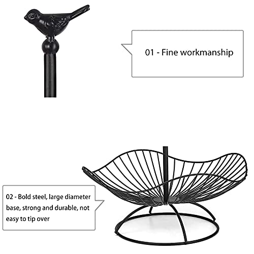 easyBee 3-Tier Fruit Basket Tower Stand, Metal Wire Construction, Vegetable Tiered Shelf, Tall Standing Produce Holder, Serving Basket for More Counter Space, 31 x 25 x 20 cm - Black