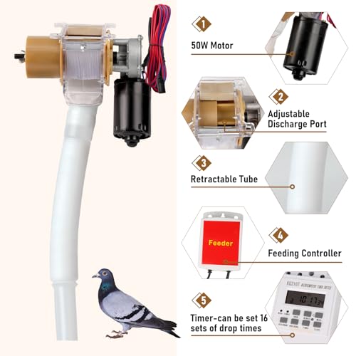 Automatic Chicken Feeder with Timer, Duck Feeder | 16 Groups of Timed and Fix-quantity Chicken Feeders No Waste for Chickens, Ducks, Geese, Pigeons, Fish, Dogs, Fish, Cats