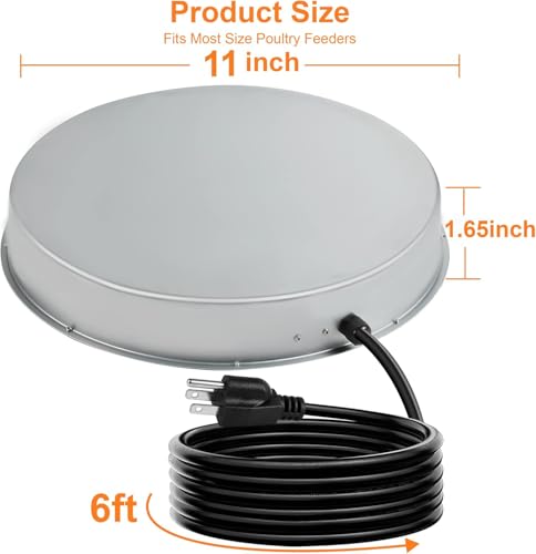 Poultry Chicken Water Heater: Chicken Water Heater Base for Winter, for Plastic/Metal Poultry Watere Under 3 Gallons(11 inch), Heated Waterer for Chickens 125W - size: 11 inch (1-Pack)