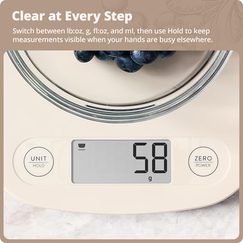 Greater Goods Food Scale, Slim & Compact Build, 1g Precision (Birch White) | Digital Kitchen Scale for Cooking, Meal Prep & Portion Control, Tare, Auto Shut-Off, g/oz/lb/ml Conversion & Calorie Tracking - color: Birch White