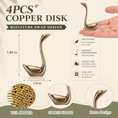 4 Pcs Mini Bird Bath Copper Ornaments Bird Bath Purification Disk Birdbath Cleaner Single 1 oz Weight Universal Fit for Outdoor Birdbaths, Bowl(Goose) - style: Goose