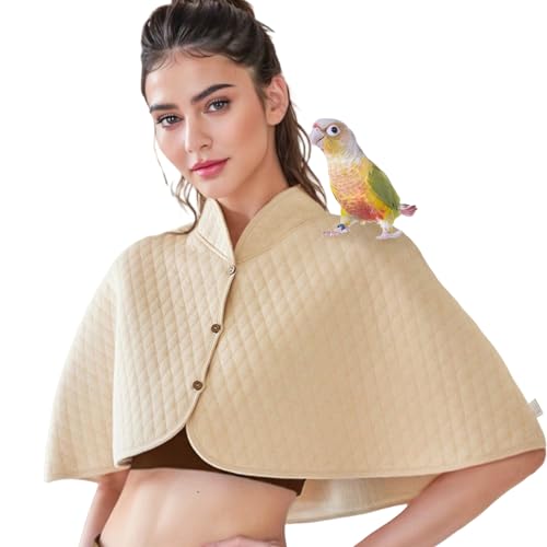 Parrot Anti-Scratch Shoulder Protector - Reusable Bird Diaper & Soft Bird Cape for Macaws, Cockatiels, Conures, Parakeets, Lovebirds and Finches - Pet Shoulder Guard (Beige, Large) - color: Beige