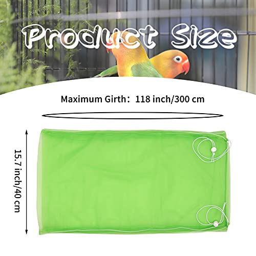 Daoeny 2Pcs Large Bird Cage Cover, Bird Cage Seed Catcher, Adjustable Soft Airy Nylon Mesh Net, Birdcage Cover Skirt Seed Guard for Parrot Parakeet Macaw African Round Square Cages (Blue + Green) - color: Blue & Green, size: 118 x 15.7 inch