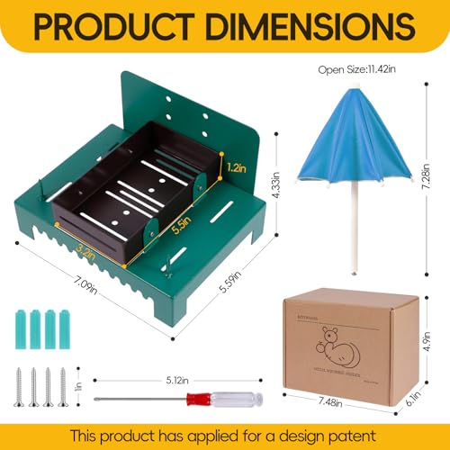 Heavy Duty Metal Squirrel Feeder Picnic Table with Umbrella - Rustproof Corn Cob Holder & Chipmunk Feeder for Tree/Fence, Funny Gift for Squirrel Lovers. (Blue) - color: BLUE