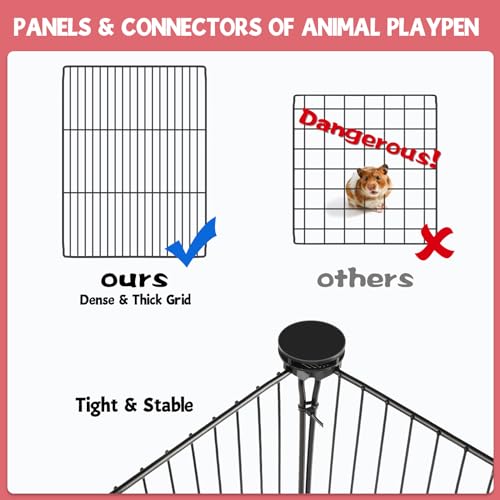VISCOO 20 Panels Small Animal Playpen, 48" x 24" x 16" Rabbit Cage with Waterproof - color: Black, style: 20 Panels - 48"L x 24"W x 16"H