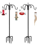 Heavy Duty Shepherds Hook 2 Pack 92" Four Hooks Adjustable (44/60/76/92") - Metal 5-Prong Base, 17lb Capacity - Easy Assembly Bird Feeder Pole for Hanging Planters, Lanterns, Wind Chimes - color: 2-Pack, size: 92" Quadruple Hook